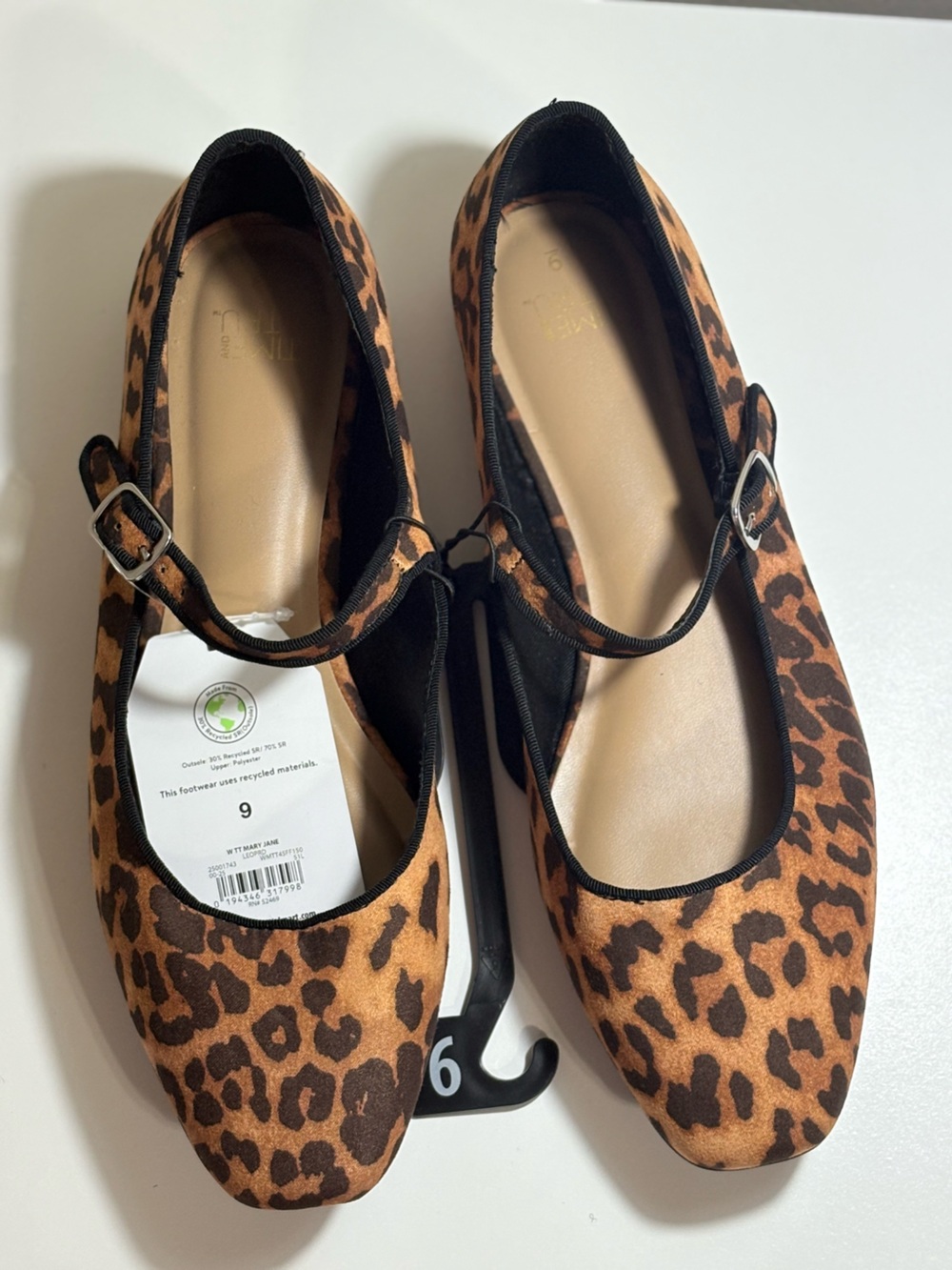 Time and Tru Leopard Print Mary Jane Flats - Brown/Black